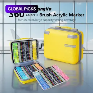 360 Color Acrylic Paint Soft Tip Marker Set, Brush Marker Pen, Waterproof Quick Dry Markers, Creative DIY Drawing Graffiti Stickers Poster, Art Design Gift Stationery #GLOBAL PICKS