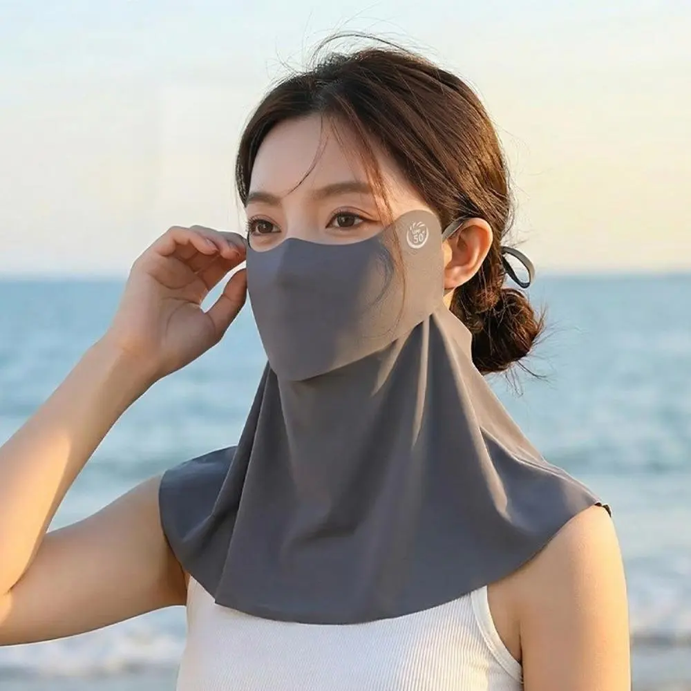 Female Sporty Full Face Mask and Neck Wrap, Cooling Ice Silk with UPF 50+ Sun Protection, Breathable for Biking, Car Sun Protection with Hidden Hole, Protective Face Mask, Athletic Face Masks