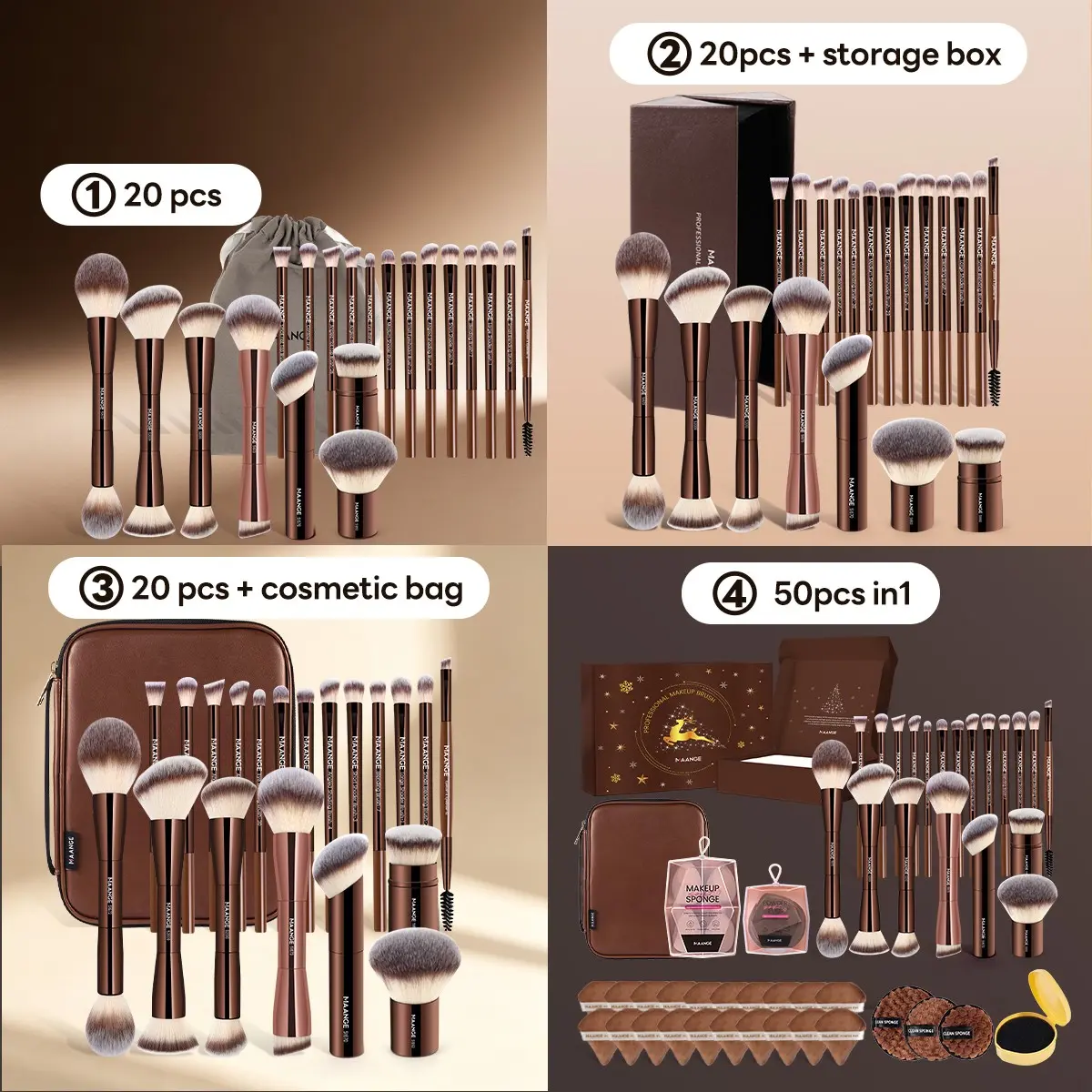 【Black Friday】Maange 20-Piece Professional Aluminum Makeup Brush Set, Blush Brush, Powder Brush, Foundation Brush, Eyeshadow Brush, Brow Brush, Mascara Brush, Highlighter Brush, Portable Makeup Kit