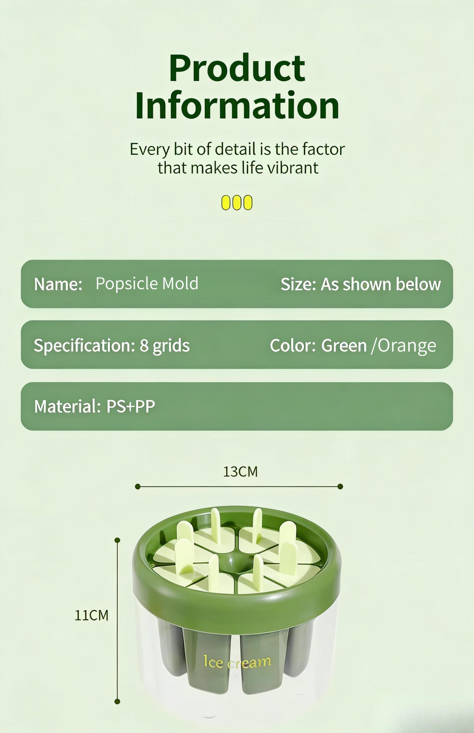 2PCS Reusable Popsicle Molds with Lids, Food Safe Ice Cream Tray for Home Kids Use