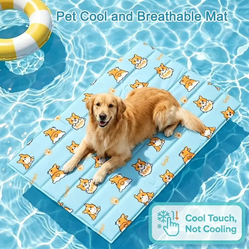Summer Dog Cat Cooling Pad, Automatic Gel Pet Bed, Waterproof Bite-Resistant, Suitable for Puppies Cats, Home Car Use
