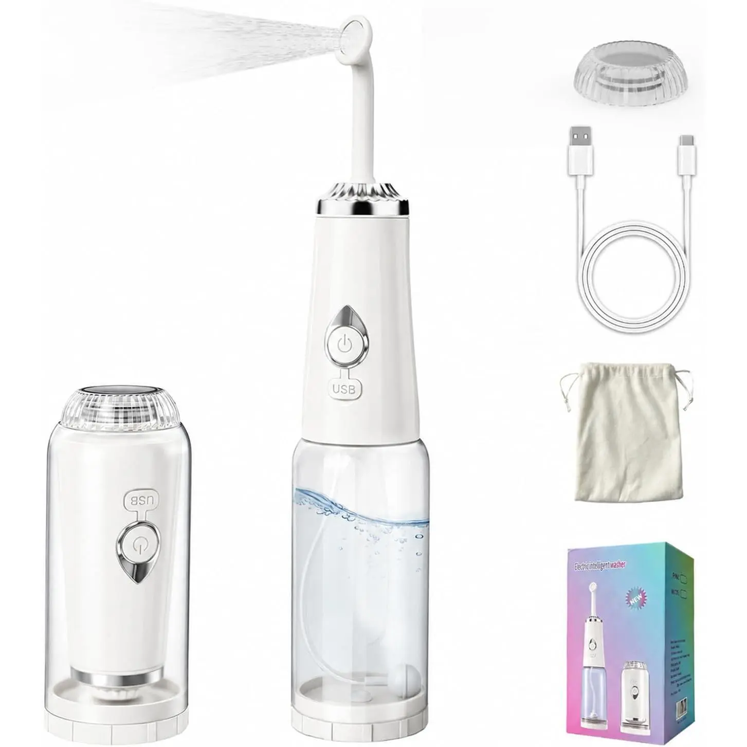 Portable Bidet for Travel - IPX7 Waterproof & 4 Spray Modes | 2 Quick‑Detachable Nozzles, Electric Handheld Bidet for Women, Compact Design for Home Travel Postpartum Personal Hygiene