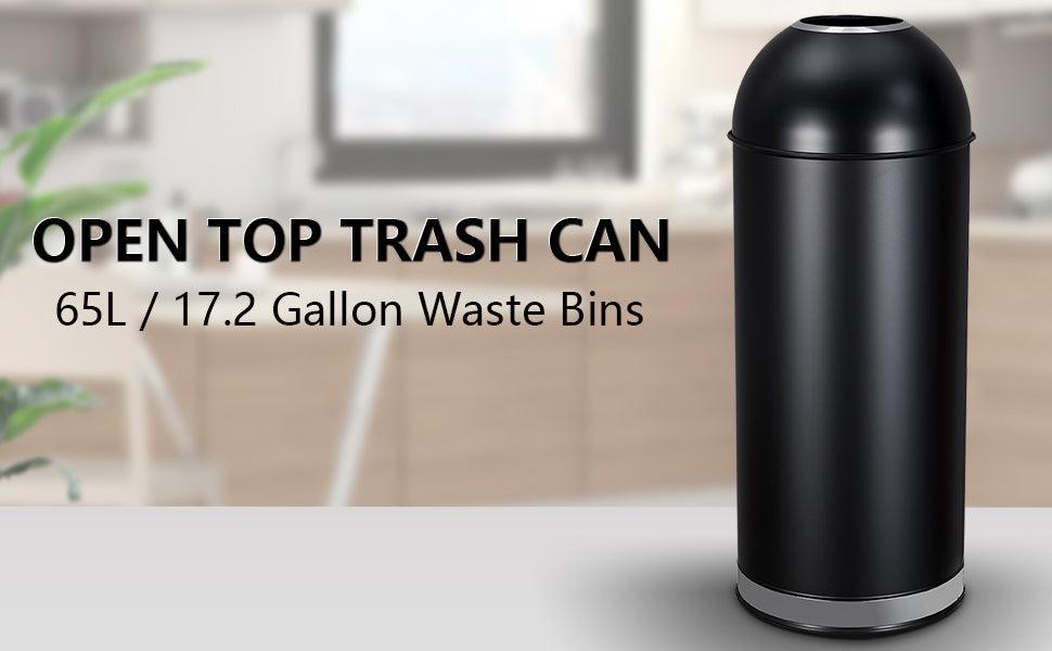 GARVEE Commercial Grade 17 Gallon Brushed Stainless Steel Open Top Trash Can for Home, Office, Restaurant, Kitchen, and Restroom Use - Durable Waste Bin Design for Efficient Waste Management