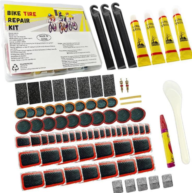 Universal Portable Bicycle Tire Repair Kit with Cold Patch Glue for All Bike Types