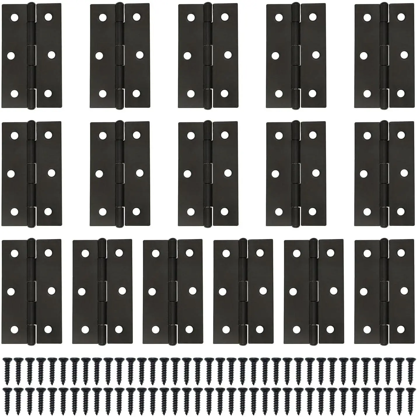16 count Iron Folding  Hinge Door Hinges Cabinet Drawer  Hinges with Screws (Black)