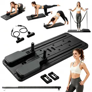 Homimanor Foldable Pilates Board Set for Beginners, Portable Home Fitness Kit with Pilates Bar and Resistance Bands for At-Home Exercise & Light Strength Training