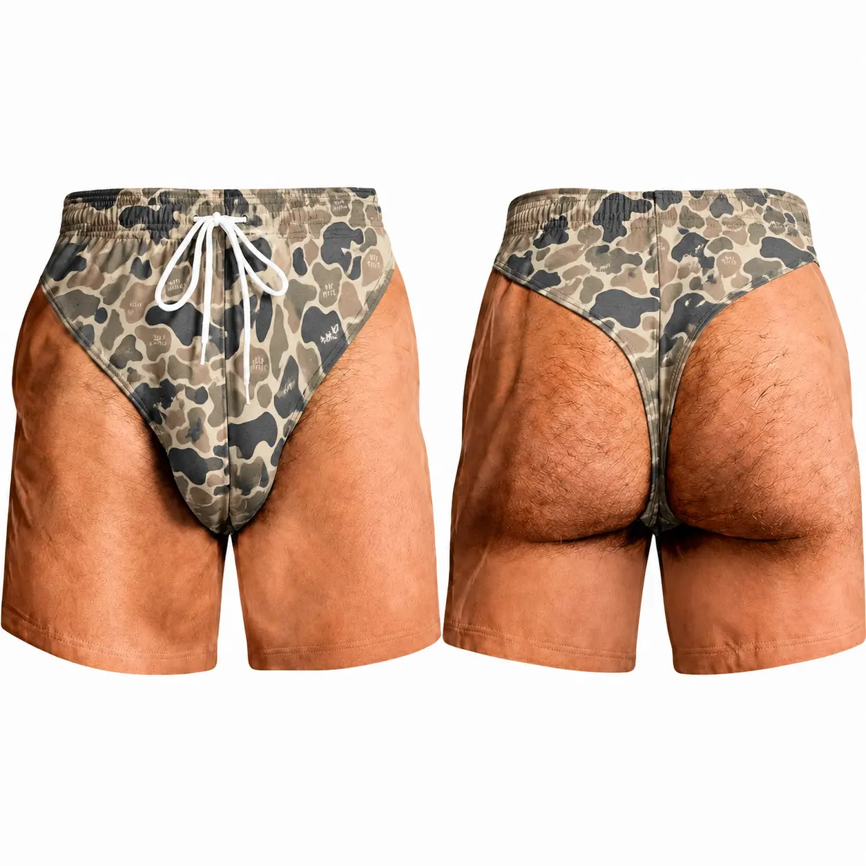Men's Novelty Camouflage Swim Trunks, Camouflage Beach Shorts with Mesh Lining, Funny Ugly Summer Shorts Vacation Gifts for Him