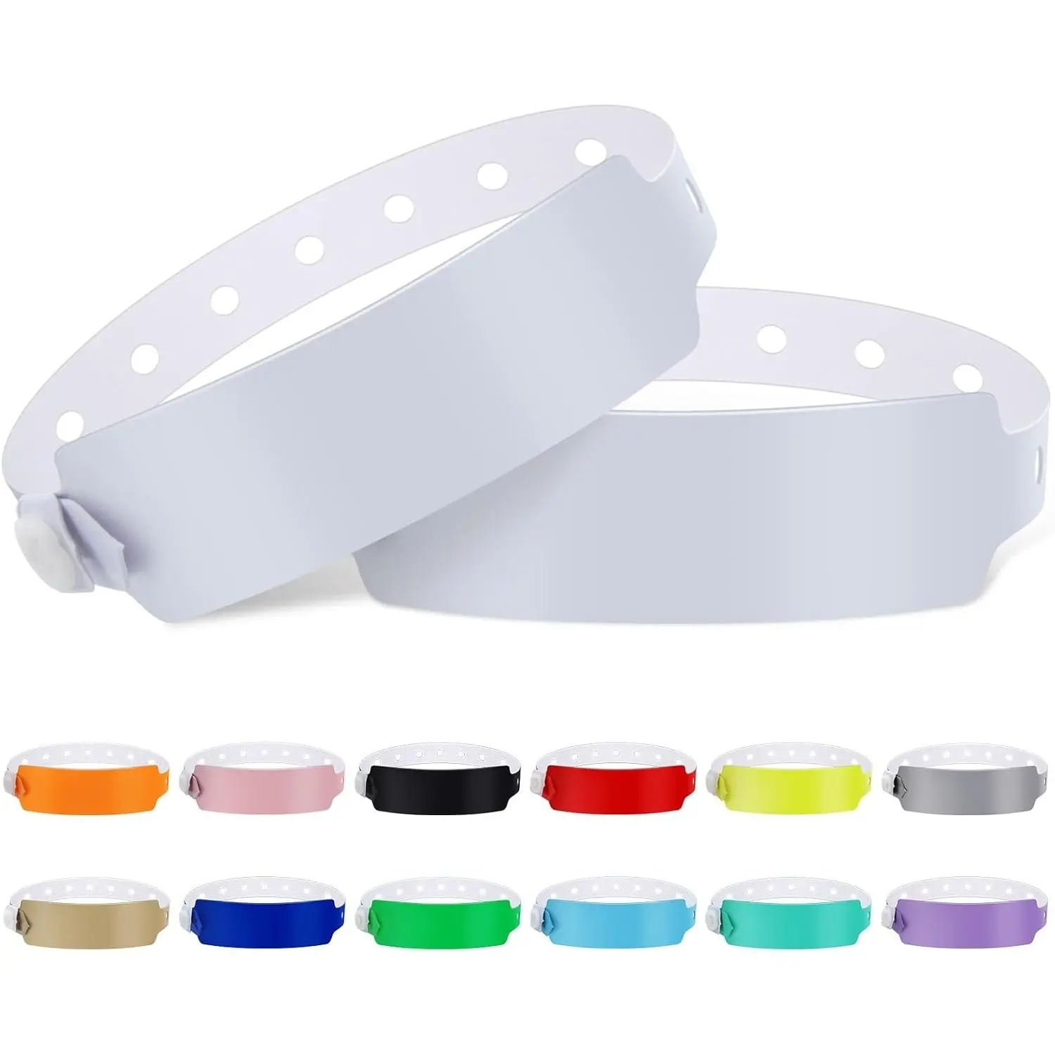 Eco-Friendly Colored Vinyl Waterproof Wristbands (100pcs, White) - for Concerts, Pool Parties, Adults & Children’s Event, Outdoor Sports, 100 Pcs, 100% Waterproof, Durability, Unisex, Event Entry, Plastic, 0.52 Inches, Birthday Parties