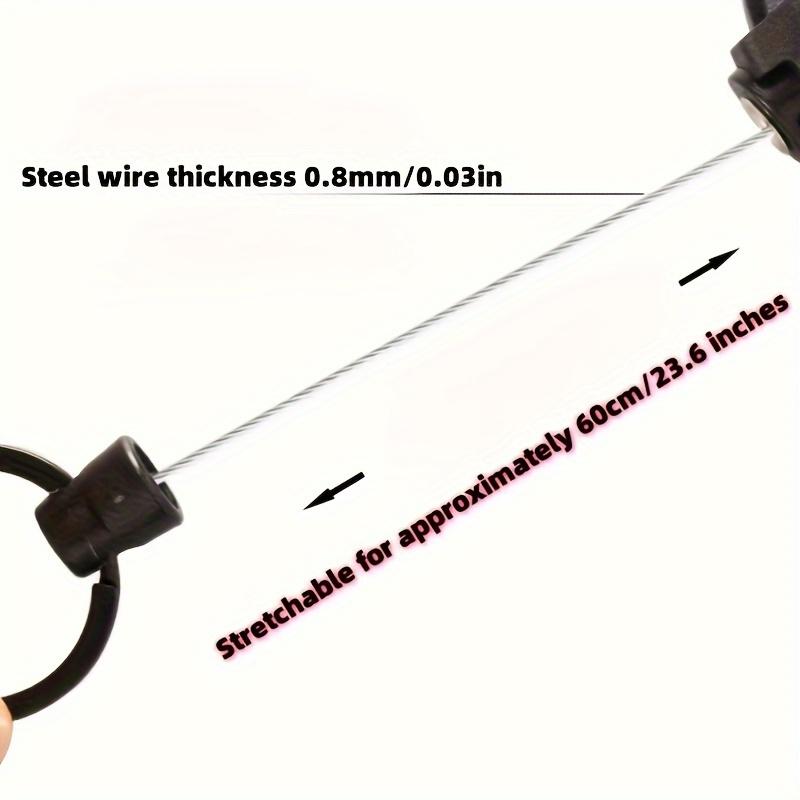 2-Pack Heavy Duty Retractable Keychain Suit with Wire Rope, Lanyard and Climbing Button Carabiner-Perfect for Outdoor Camping, Hiking and Fishing | Multifunctional Tool Badge and ID Card Clip