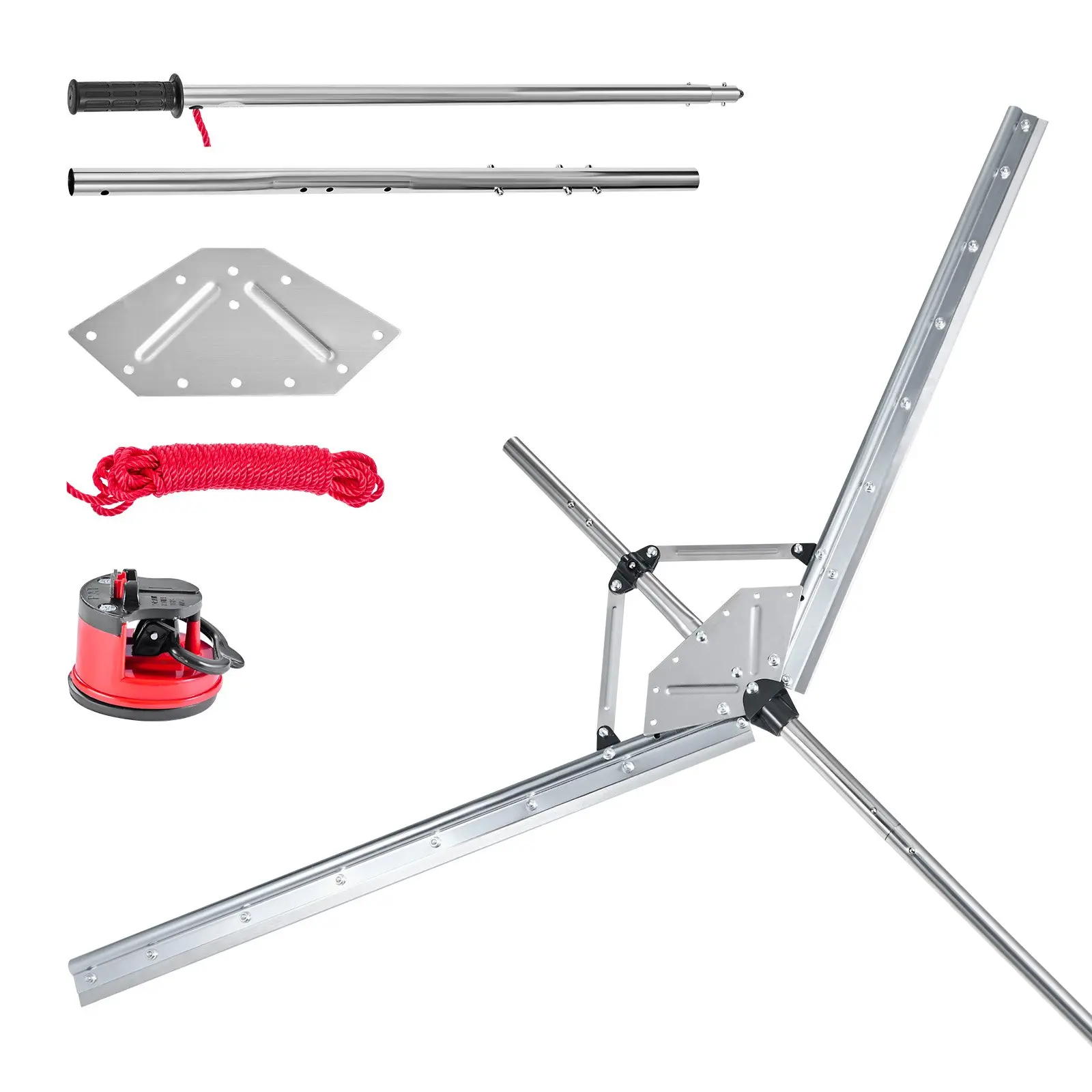【Summerfinds】VEVOR Lake Weed Cutter, Pond Aquatic Plant Cutting Tool with 62 in Max. Cut Width, Sharp and Heavy-Duty Steel Blades, Pond Rake with 30 ft Throw Rope, for Cattail, Phragmites, Lilly Pads Chara