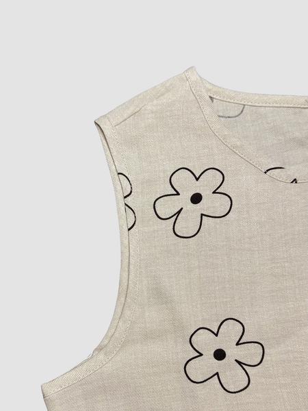 2-Piece Women's Floral Plant Print Sleeveless Top and Shorts Set, Casual Summer Vacation, Slim-fitting Crop Top and Shorts