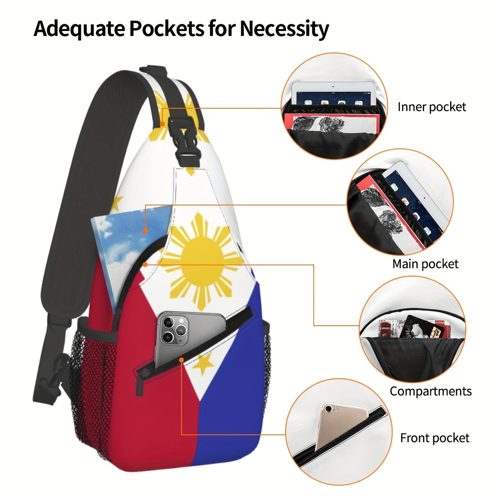 Crossbody Chest  Hiking Flag Of The Philippines Shoulder  Folding Large Capacity Fashion Durable Can Be Used For Shopping, Work, Leisure Travel Beach  Fishing  Travel Accessories Must Have  For School Back Christmas Gifts bag backpack
