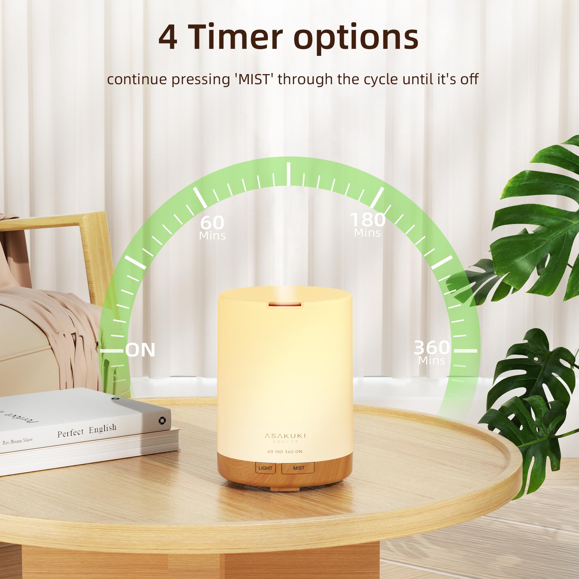 ASAKUKI 300ML Essential Oil Diffuser, Quiet 5-in-1 Premium Humidifier, Natural Home Fragrance Aroma Diffuser with 7 LED Color Changing Light and Auto-Off Safety Switch