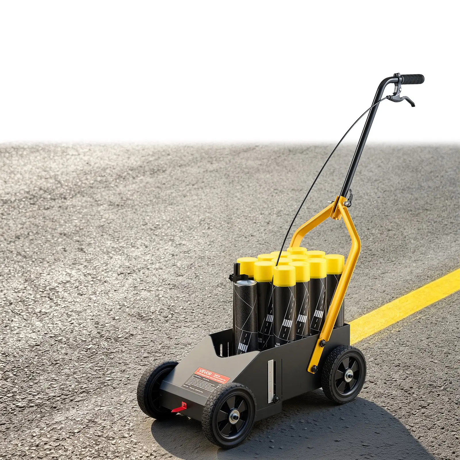 VEVOR Striping Line Marking Machine 12-Can Capacity Black with 4 Wheels, Parking Lot Striping Machine, 2 to 4 in Adjustable Line Width, Heavy Duty, Fast and Accurate Marking, with Adapter Nozzle