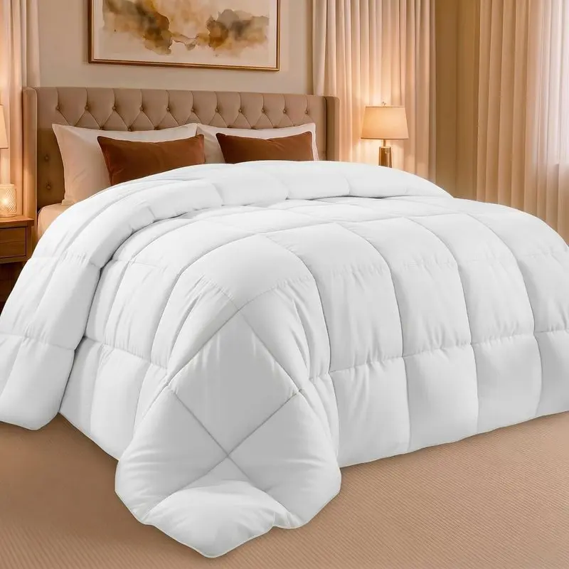 Queen Down Alternative Comforter Soft Fluffy White Bed Comforter All Season Lightweight Breathable Bedding Insert with Corner Tabs