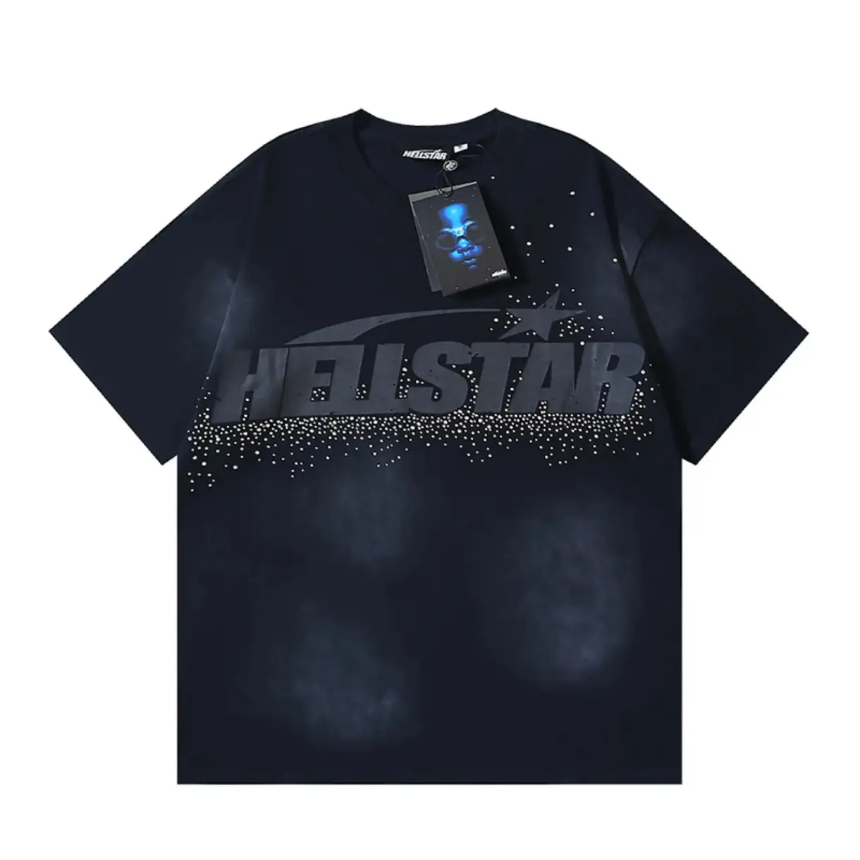 Hellstar Records Men Oversized Cracked Earth Graphic Tee, Vintage Distressed Double Sided Print Short Sleeve T-Shirt For 4th Of July Holiday Gothic Streetwear Outfit Summer Casual Fashion
