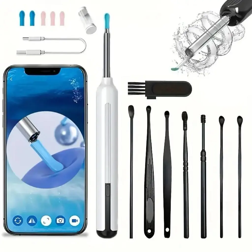 Electric Ear Wax Removal Tool with Camera, Rechargeable Ear Cleaning Device for Adults, Stainless Steel & Silicone Earwax Cleaner