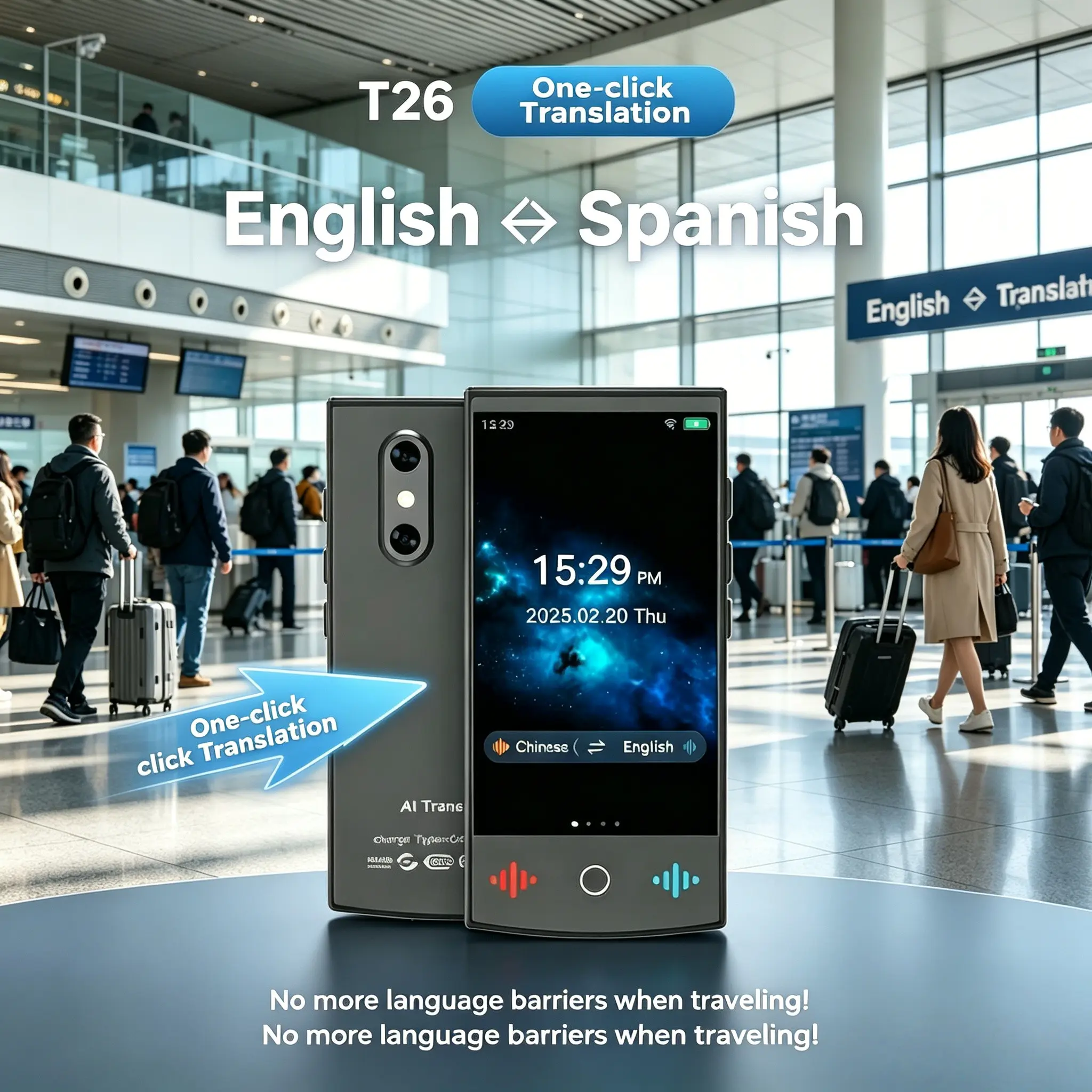 Ai Language Translation Device, WiFi Multilingual Translator, Touchscreen Real-Time Translation, Summerwins Father's Day Gift