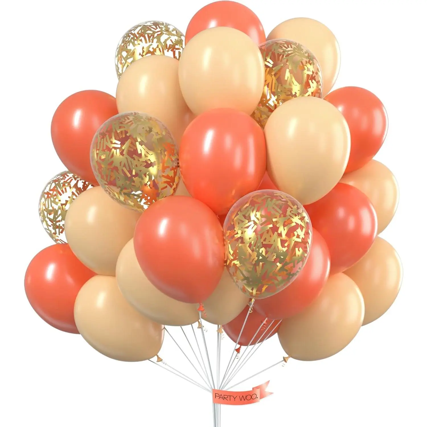 Coral, Peach, Gold Confetti