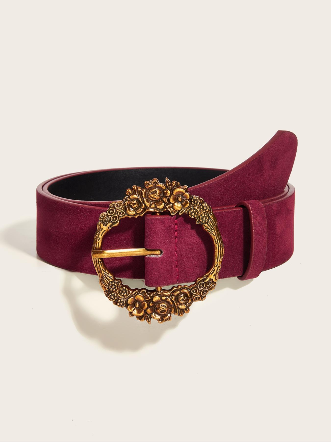 Boho Style Vintage Gold Round Buckle Belt, Fashionable Pu  display picture 3