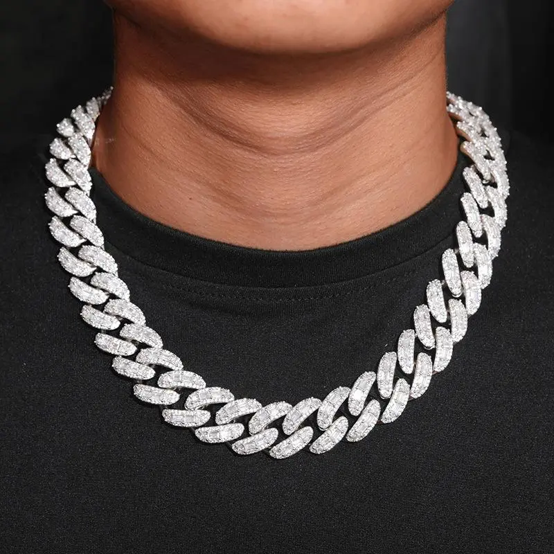1–27 square diamond 29 mm hip-hop bubble chain necklace, Tide brand light luxury niche Cuban link necklace, VVS costume jewelry accessories, hip-hop necklaces, Cuban link necklaces men's jewelry trendy costume jewelry