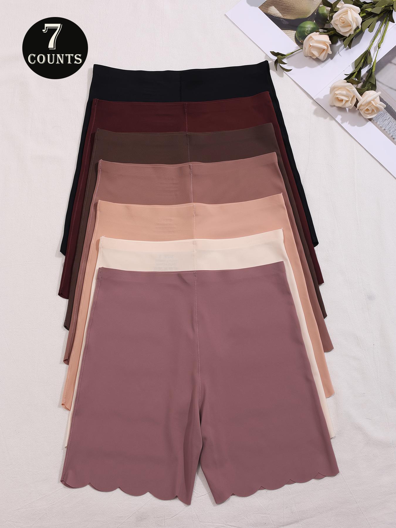 Women's Solid Color Scallop Trim Boyshorts, Soft Fit Panty, Soft Comfy Breathable Panty for Daily Wear, Underwear for All Seasons