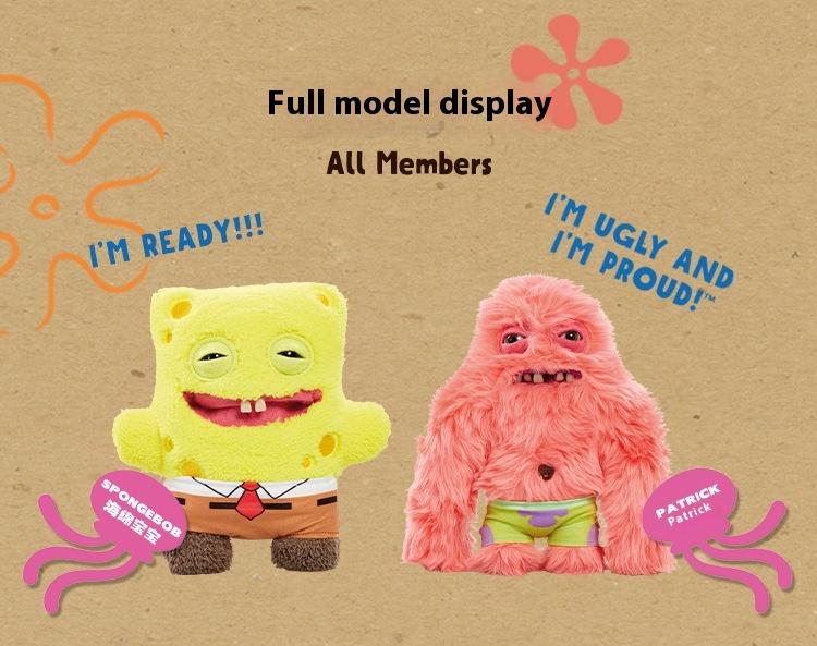 Original Fuggler SpongeBob & Patrick 22cm Official Collab Plush - Toothy Ugly-Cute Tooth Monster Stuffed Doll