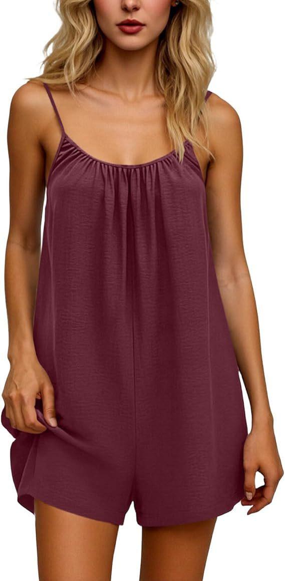 2026 New Women's One-Piece Pants Casual Sleeveless Tank Top Short Skirt Overalls with Narrow Straps and Pockets