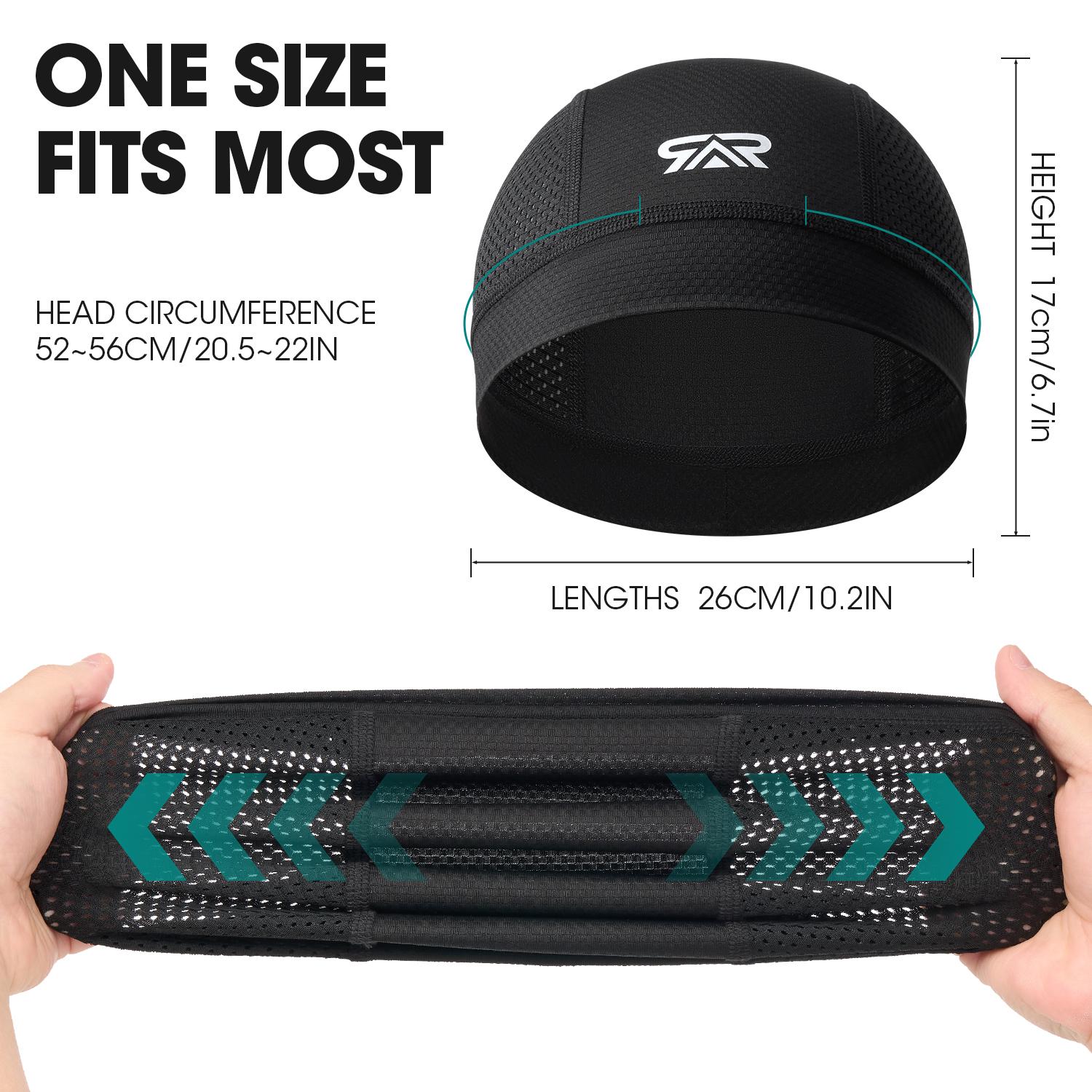 LongLong 2 Pack Breathable Skull Cap Men Cycling Lightweight Sweat Wicking Hat Head Wrap Under Helmet Liner for Motorcycle Running Bandana