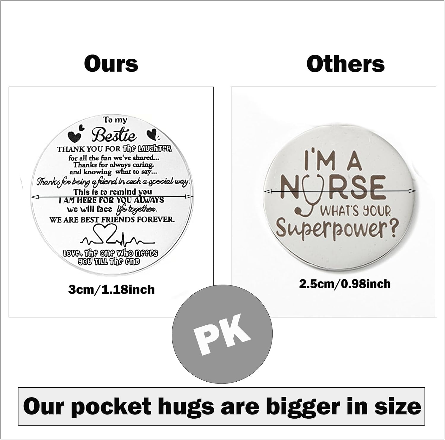 Unique Gifts for Women,Men,Friend,Family - Birthday, Christmas, Valentine's Day Gifts - Pocket Hug Token with Keychain
