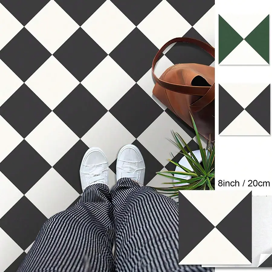 20 Pcs Peel and Stick Tiles, Waterproof Vinyl Floor, Detachable 7.8"x7.8" DIY Flooring, Ideal for Bathroom, Kitchen, Fireplace, Pet House, Stairs, Bedroom