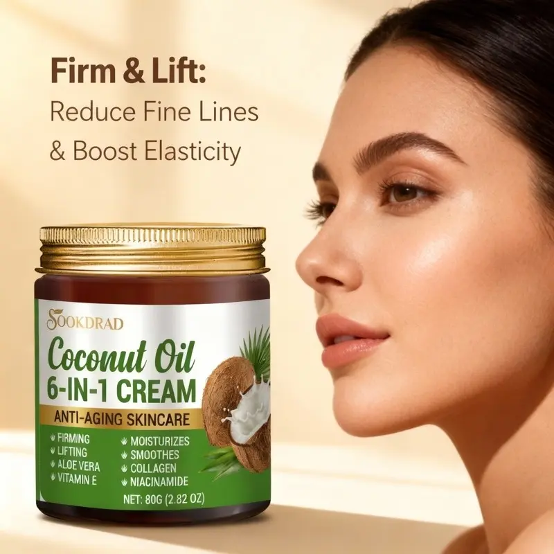 Coconut Oil Six-In-One Cream, Contains Hydrolyzed Collagen, Smooth Nourishing, for Face, Young Women, 80g, Mixed Skin, Daily Commute