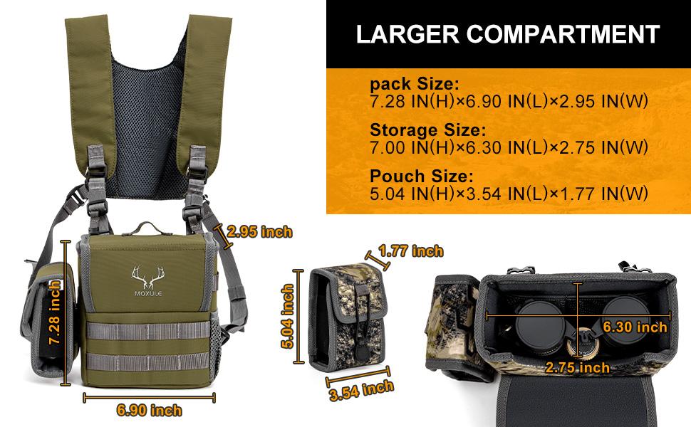 Binocular Harness Chest Pack - Bino Case with Rangefinder Pouch and Waterproof Cover for Hunting Hiking Birdwatching Binocular Harness Chest Pack - Bino Case with Rangefinder Pouch and Waterproof Cover for Hunting Hiking Birdwatching
