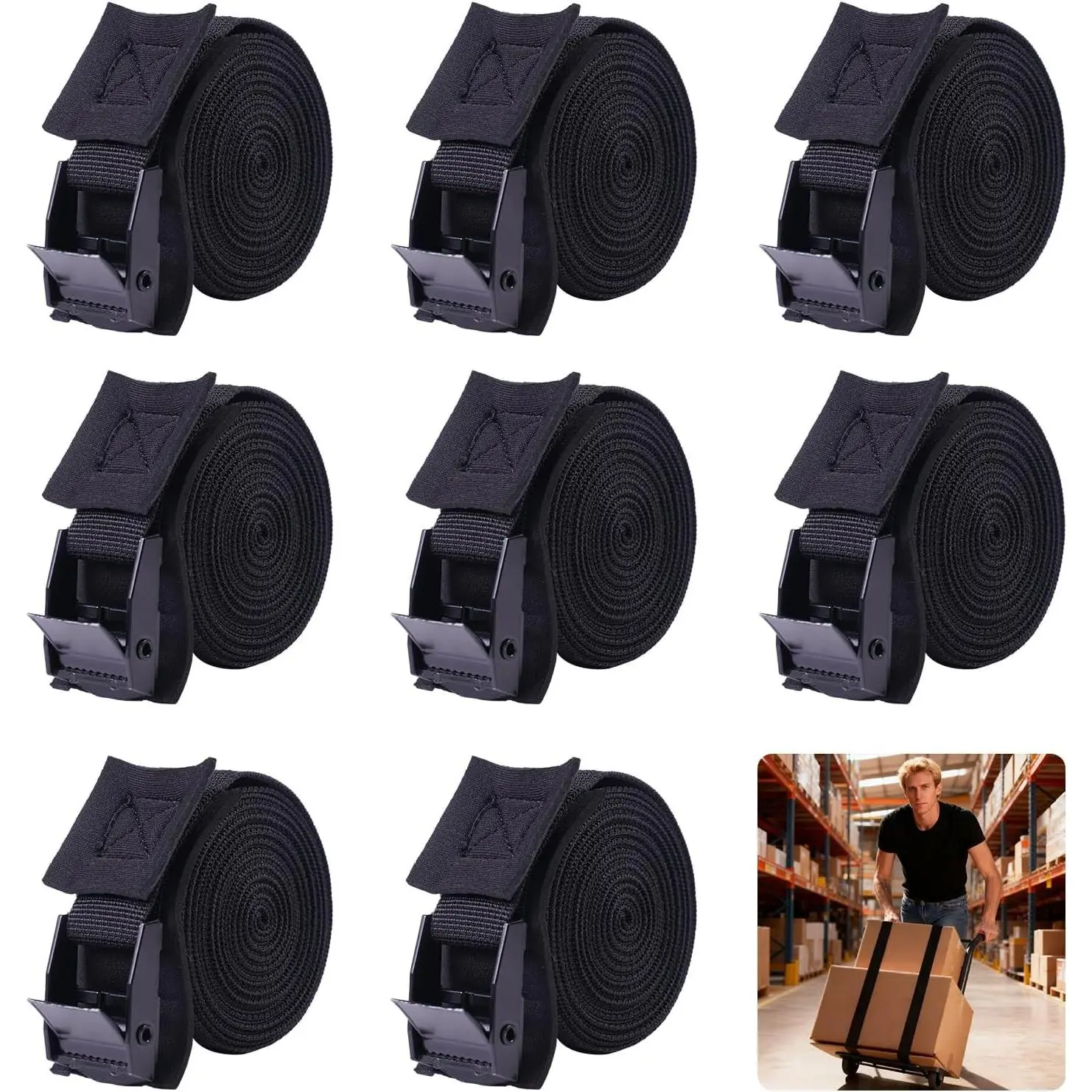 Adjustable Lashing Straps with Buckles Padded Cam Buckle Cargo Strap Roof Rack Cinch Straps for Kayak Cargo Luggage Motorcycles Truck SUV Car Roof Rack SUP Surfboard