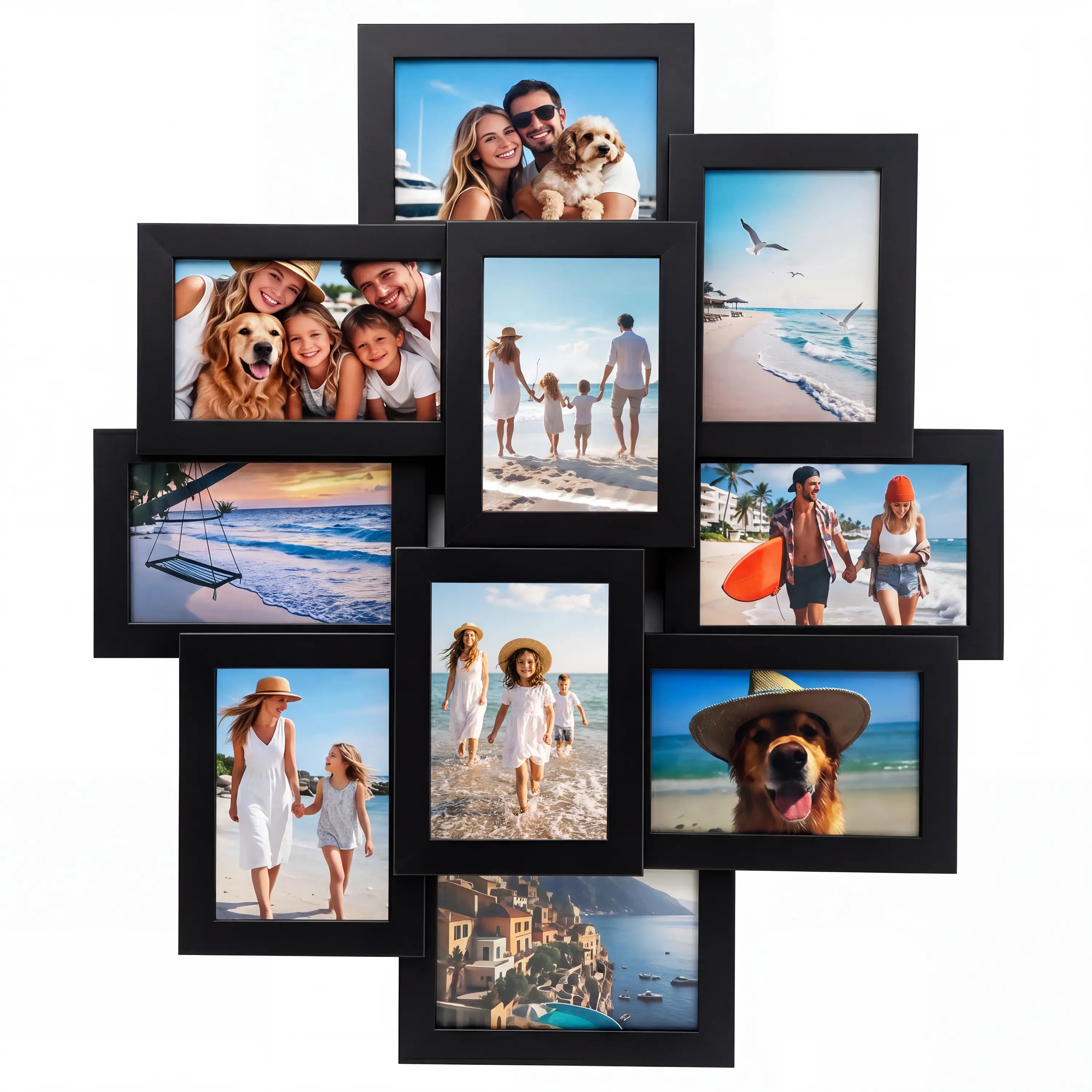 4x6 Multi Photo Frame Set – Collage Wall Decor with Glass Front, 4 Openings for Wedding, Gallery or Home Display