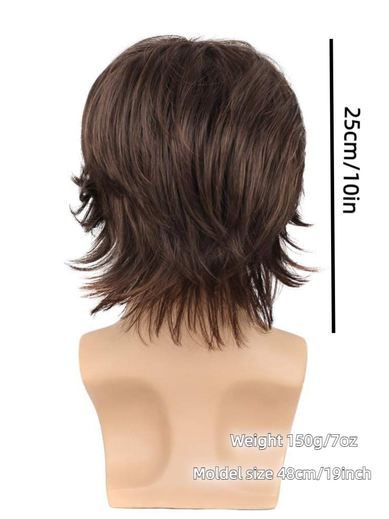 Men's 10inch Short Straight Layered Wig, Fashion Wig, Natural Fluffy Heat Resistant Wigs with Bangs, Synthetic Full Machine Wigs for Party, Daily Hairstyle Ideas