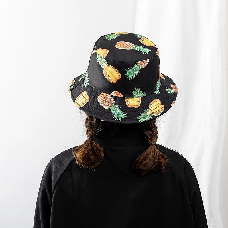 Unisex Bucket Cap Fruit Printing Hats Summer Double-sided Wear Man Women Cap Outdoor Sun Hat Classic Casual Panama Bucket Hat