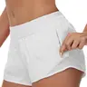 Women's Solid Drawstring Waist Gym Shorts, Athletic Wear Shorts, Workout Clothes Women, Breathable Quick Drying Zipper Pocket Sports Shorts for Cycling and Running, Ladies Sportswear for All Seasons