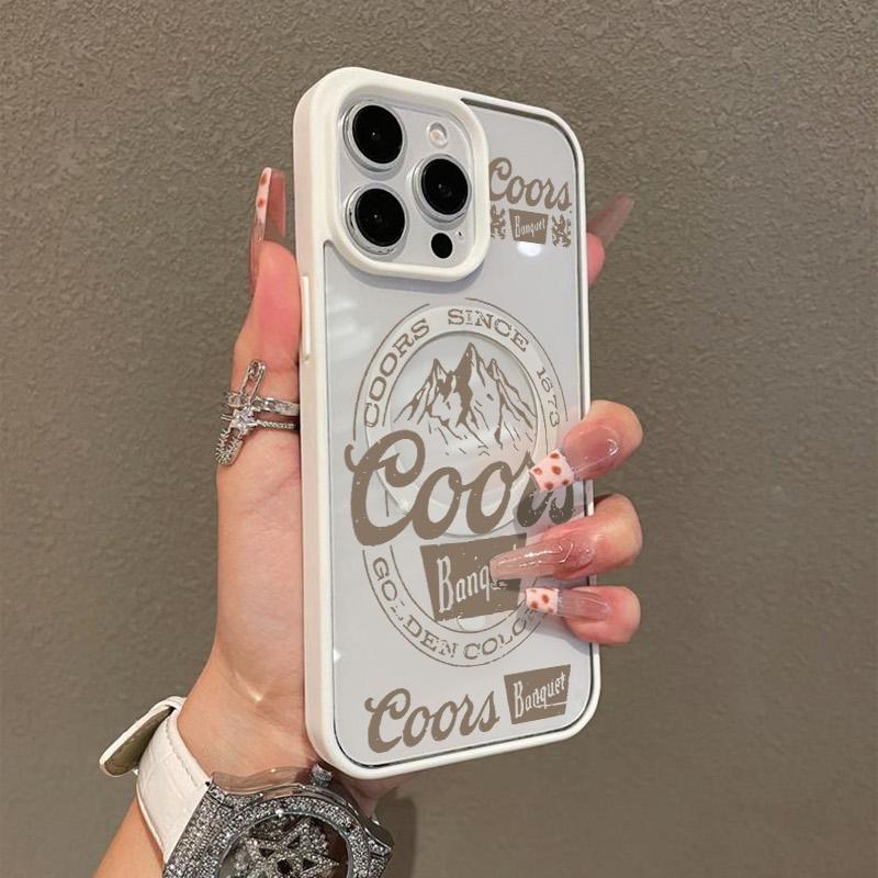 Vintage COORS Letter Pattern Premium Magnetic Phone Cases for iPhone 16 15 14 Pro Max 13 12 11 Plus Smartphone Shockproof Protection Acrylic Cover Cellphone Protective magsafe magnetic case Aesthetic Resistance Casing Protector Silicone White