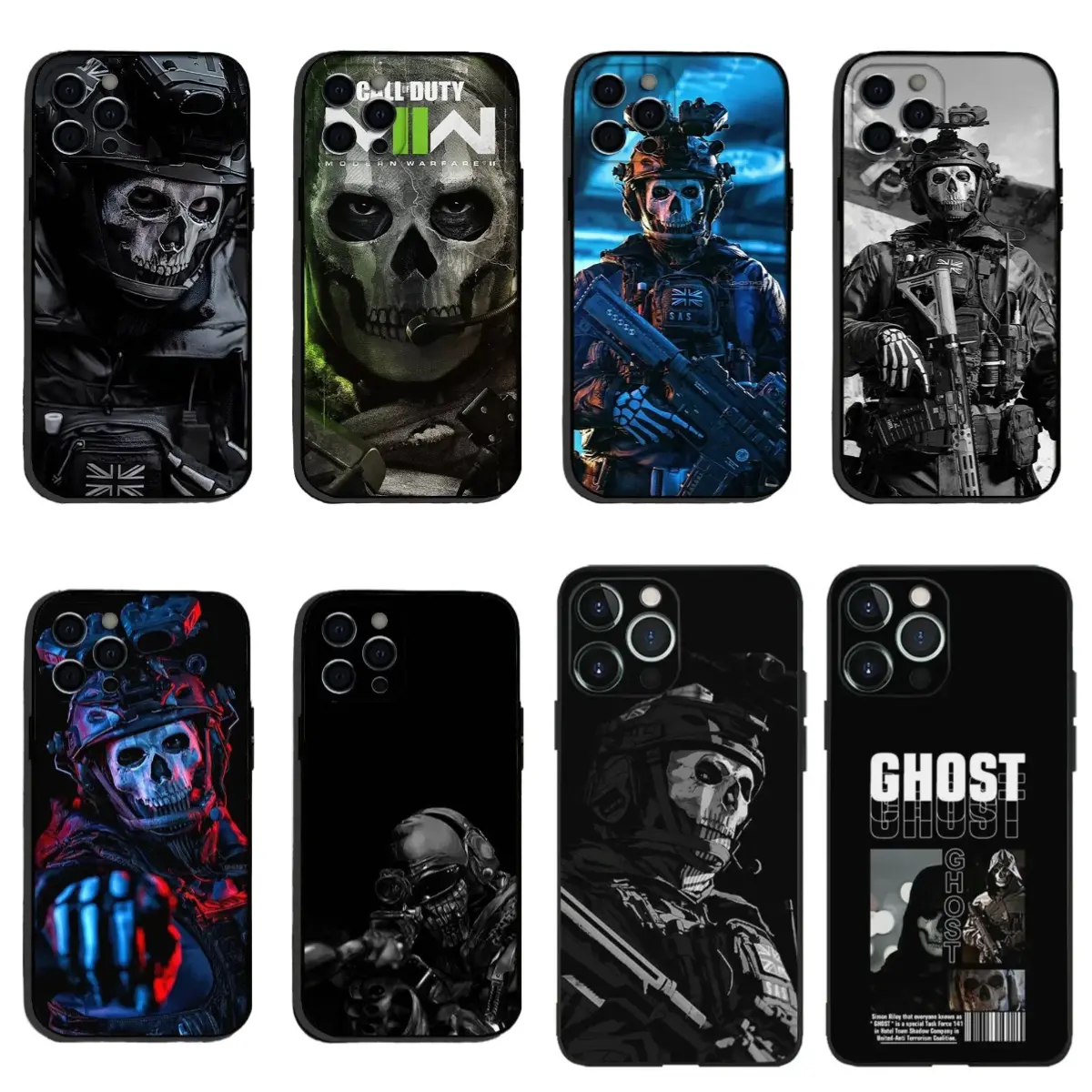 C- COD "Call of Duty: Ghosts" Themed Durable phone case for iPhone 12, 13, 14, 15, 16, 17 Pro Max, Pro, Plus, and 17 Air,the perfect gift for her or him, ideal for parties.