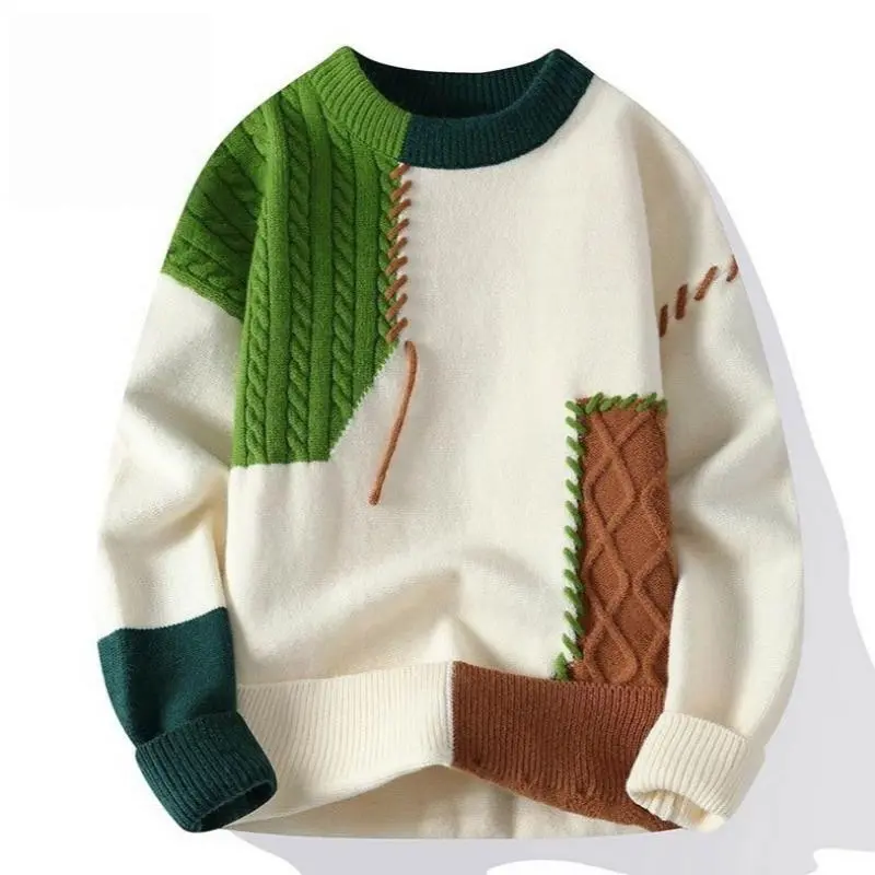 New Casual Round Neck Sweater For Autumn And Winter, Men's Base Knitted Sweater Loose Sweater For Men