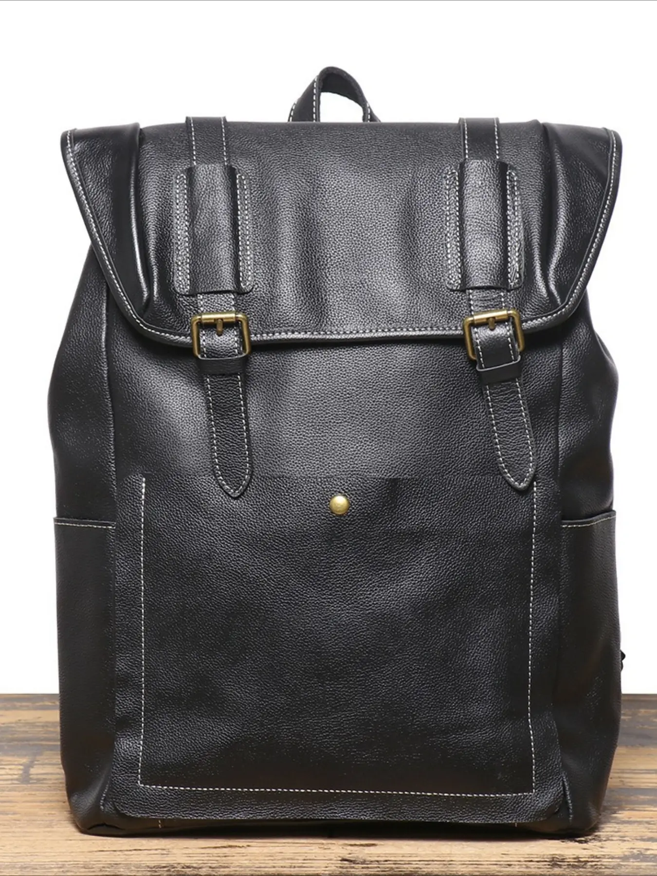 New men's genuine leather backpack, first-layer cowhide travel backpack, soft leather large-capacity computer bag, casual schoolbag, leather laptop backpack
