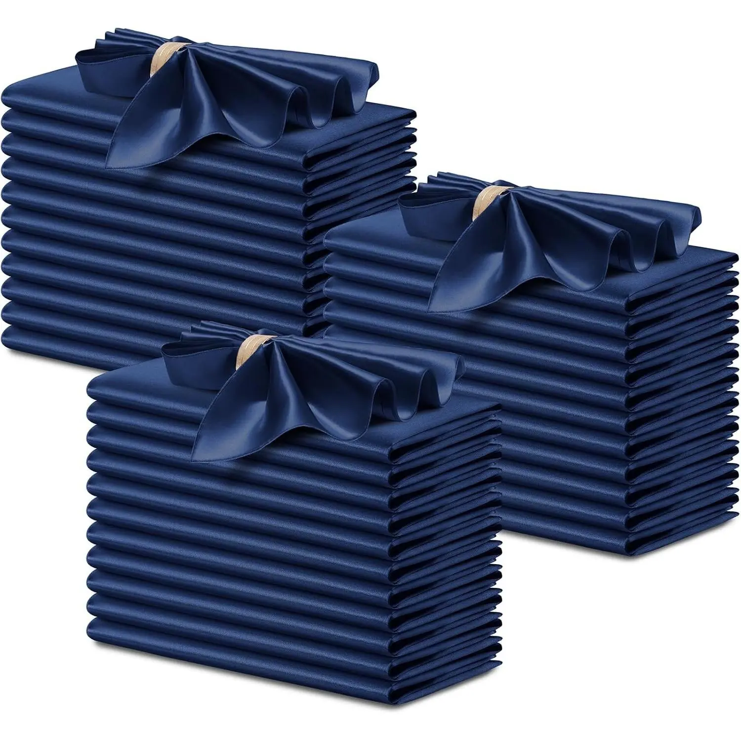 50 Pcs Navy Blue Satin Napkins 17 x 17 Inch, Satin Cloth Napkins Square Silky Smooth Wedding Dinner Napkins Table Napkins for Banquet Party Restaurant Decor, Thanksgiving, Christmas
