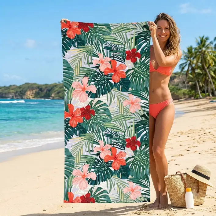 Sand Free Beach Towel - Large Oversized Beach Towel Sandproof 70x35 Big Microfiber Quick Dry Pool Towel, Thin Lightweight Compact for Travel Swimming Bath for Adults Women Men (Flower)