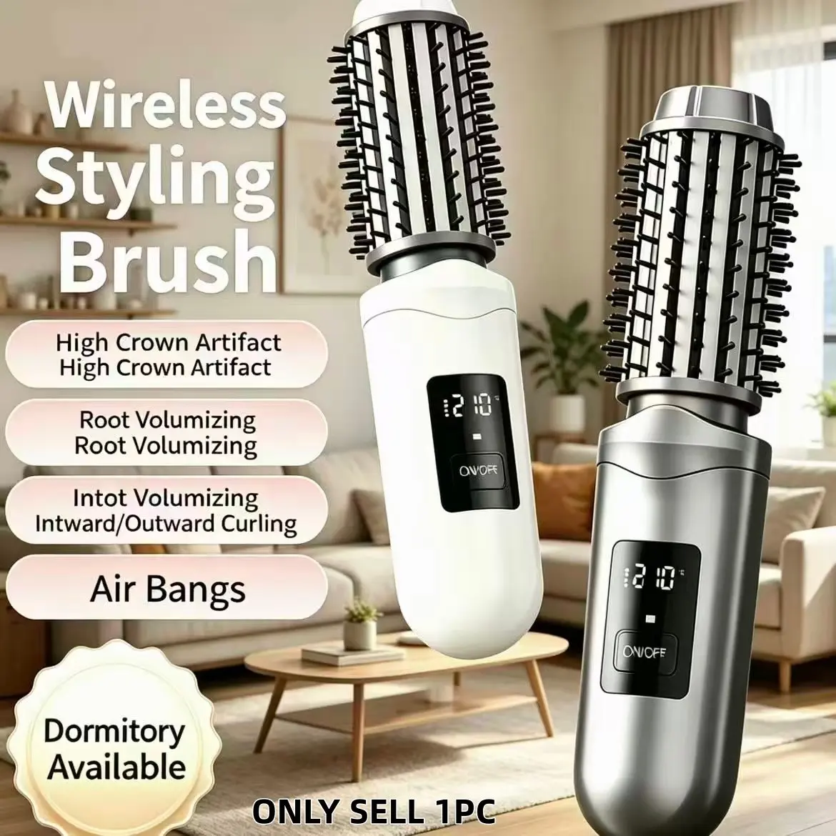 Wireless Hair Straightener, Hair Styler, Negative Ion Technology, 30-Second Quick Heat, Three Temperature Settings, Portable for Home and Travel