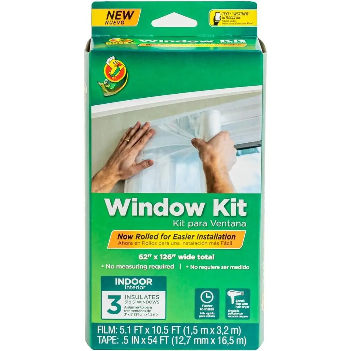 Brand Rolled Window Insulation Kit for Indoor Use, Fits 3 Standard Windows, 62" x 126" (287450)