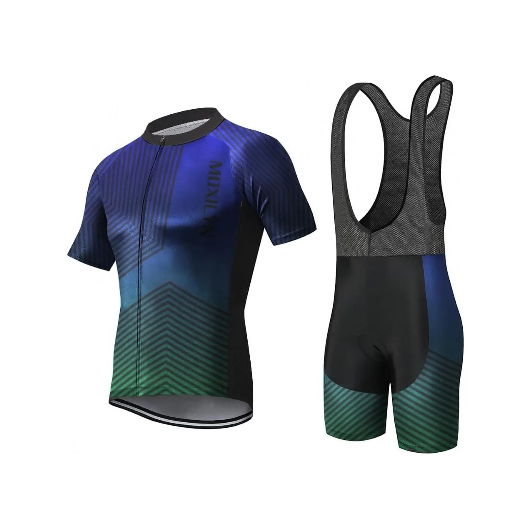 Men's Professional 2-Piece Short-Sleeve Lightweight Breathable Cycling Gear Set - Polyester Top, Athletic Biker Shorts for Mountain Biking, Cycle-Ready Outfit, Athletic Biker Shorts And Top Set Cycle