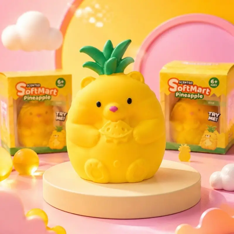 New Simulation Fruit Large Pineapple Squeeze Toy, Cute Bear Stress Relief Toy, Soft Compression Toy for Kids, Office Stress Relief Toy, Cute Squishies