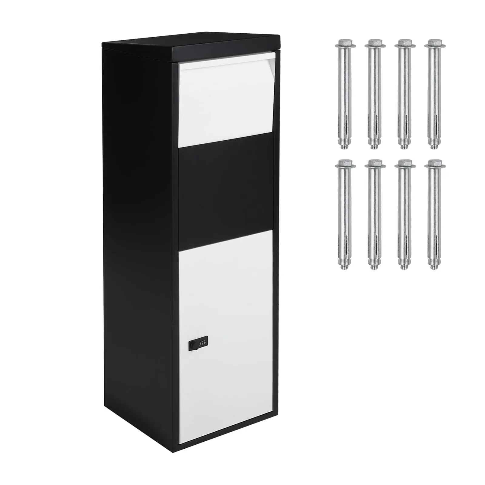 Garvee Package Delivery Boxes for Outside, Mailbox for Parcel with Code Lock & Mounting Hardware, Galvanized Steel Package Drop Box with Anti-Theft Design for Outdoor Porch or Curb, 35.5×28.5×105.5cm