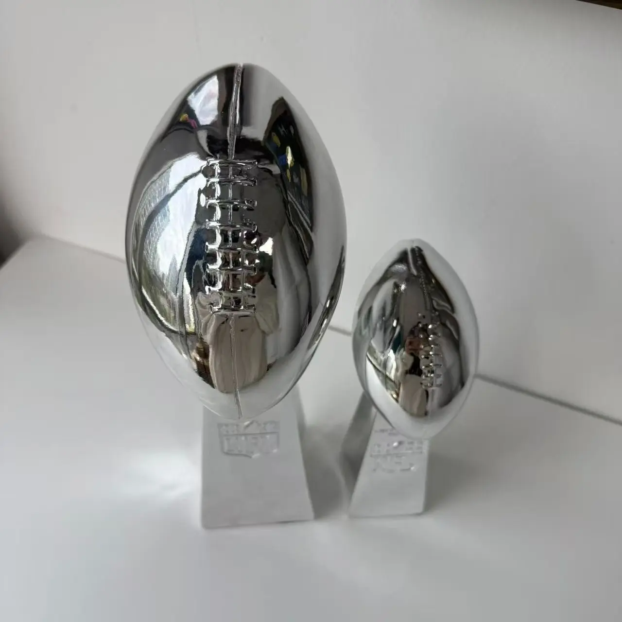 New Orleans Football Trophy Replica, 13.78in/9.45in Silver Color, American Sport Trophy Model, Fans Collection, Home Decor